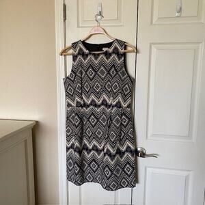 J. Crew Factory Dress Westerncore Aztec Sleeveless Sheath Black Cream Women's 12